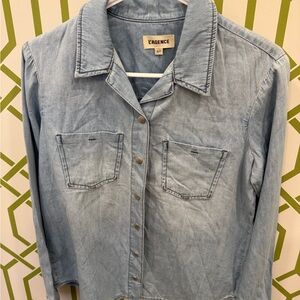 L'AGENCE Soft Blue Denim Top